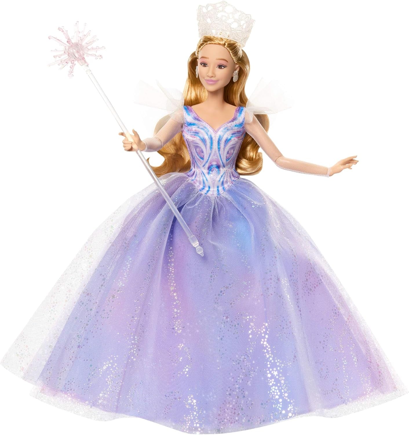 Mattel Wicked: część 2 autorstwa Universal Pictures Glinda Deluxe Doll z odpinanym strojem i 3 akcesoriami, inspirowana filmem, JFM13, [wielokolorowy]
