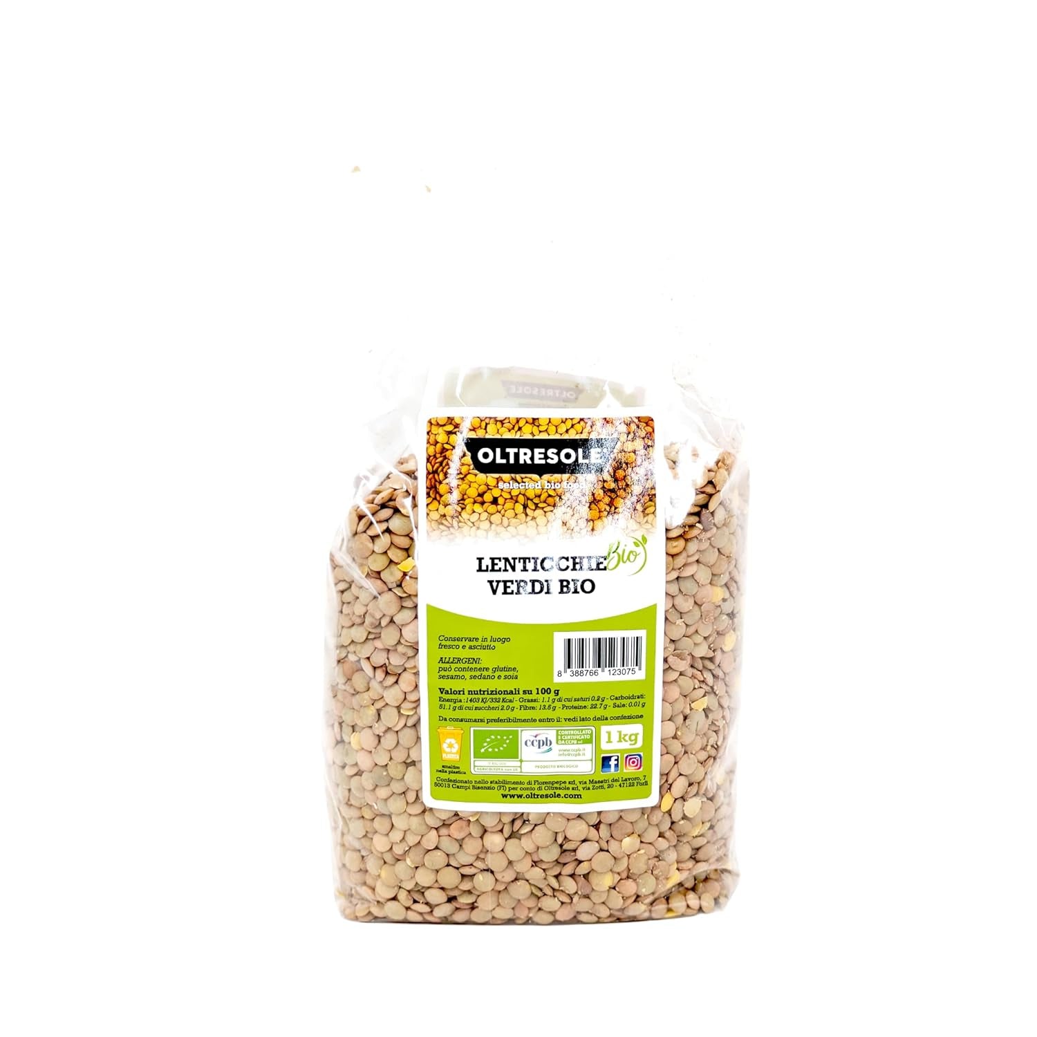 Organiczna zielona soczewica 5 kg, całe organiczne rośliny strączkowe, źródło białka i błonnika, bogata w błonnik i minerały, pakiet ekonomiczny