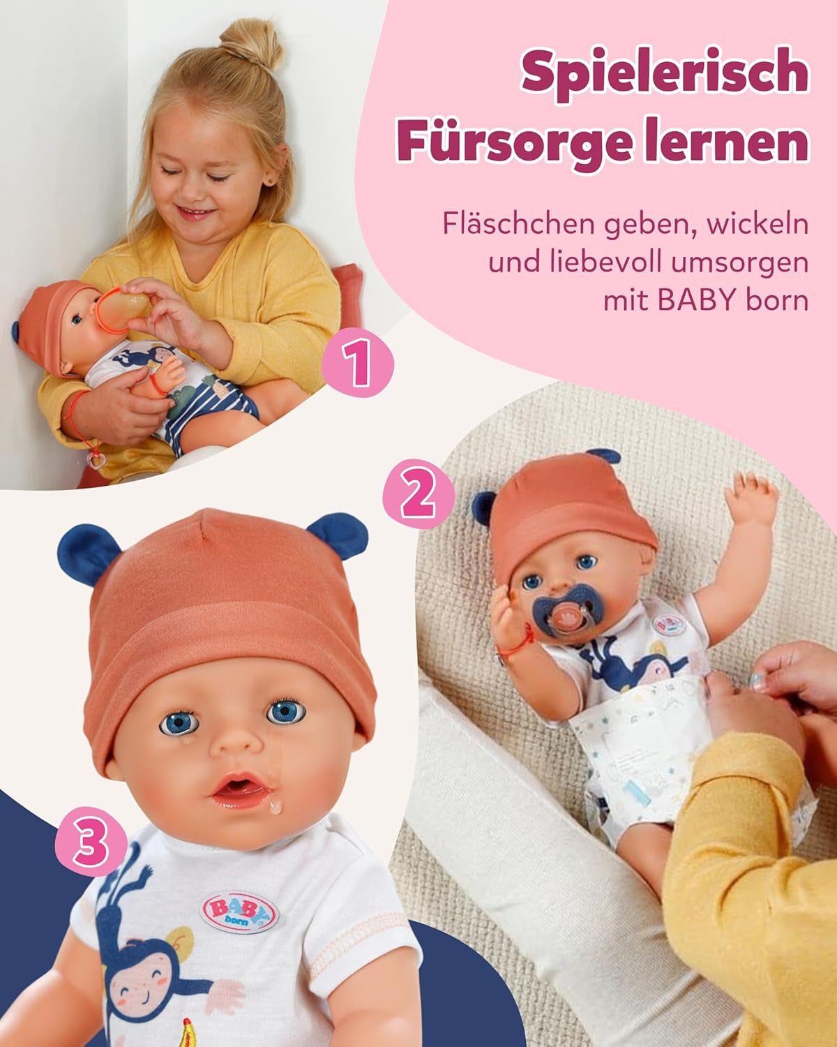 Lalka Baby Born Emma w stylu dżungli - 43 cm - 10 funkcji, w tym akcesoria i body w kolorach unisex - Działa bez baterii - Odpowiednia dla dzieci w wieku 3 lat i starszych
