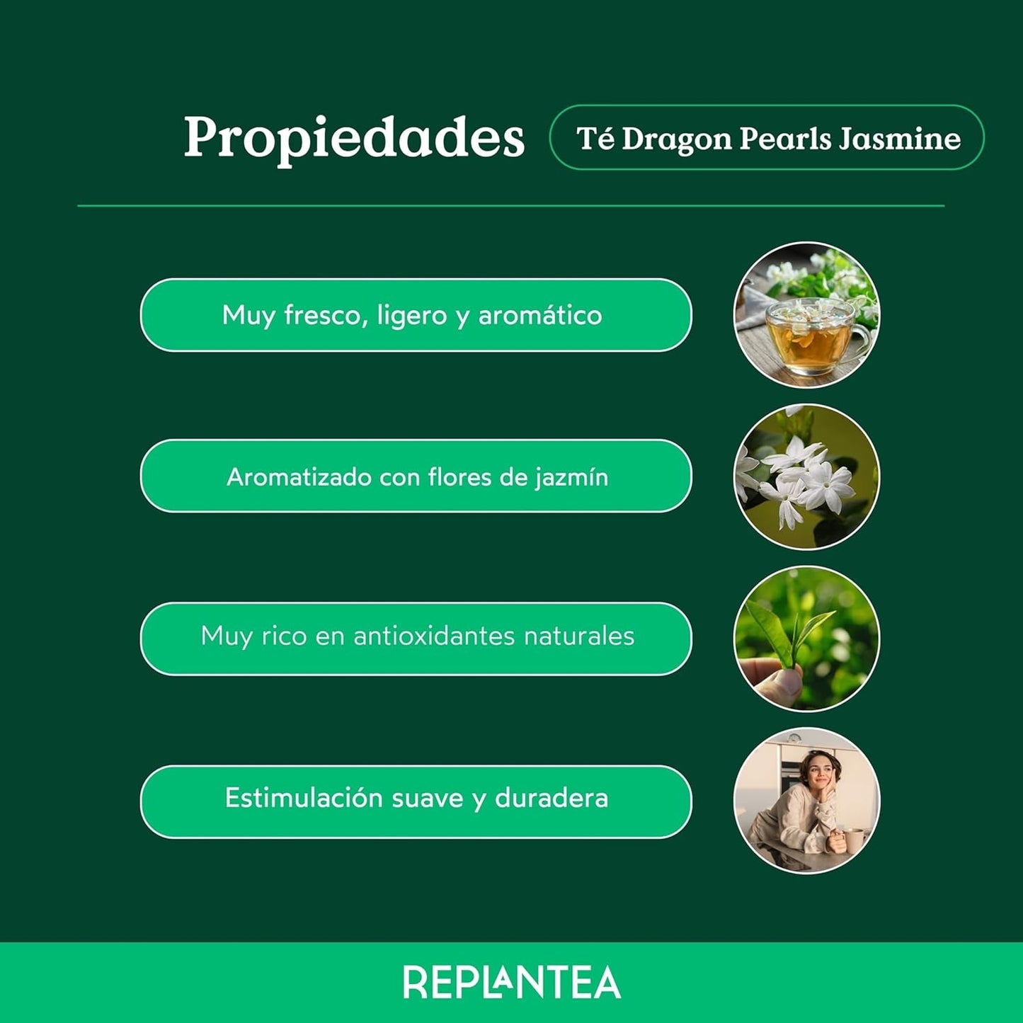 Organiczna herbata Jasmin Dragon Pearls (100 g) | Herbata zielona premium w formie ręcznie zwijanych perełek jaśminu | Specjał herbaciany o delikatnym kwiatowym aromacie | REPLANT