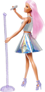 Lalka Barbie Pop Star ubrana w błyszczącą spódnicę z mikrofonem i różowymi włosami Prezent dla dzieci w wieku 3–7 lat JCW42 Olśniewające lalki Naty Shop