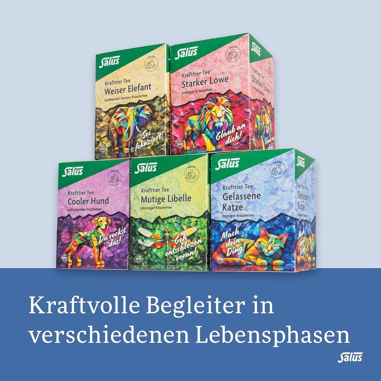 Salus - Herbata Krafttier - The Quiet Cat - 1X 15 torebek filtrujących (28,5g) - Herbata miętowo-ziołowa z ashwagandhą - Organiczna