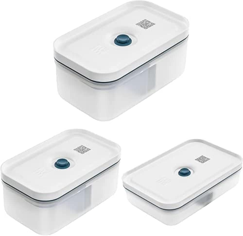 Zwilling Fresh & Save Zestaw próżniowych pudełek śniadaniowych / Przechowywanie w lodówce, 3 szt., Plastikowe, półprzezroczyste, Pudełka do przechowywania żywności La Mer Naty Shop Domyślny tytuł