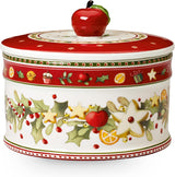Villeroy & Boch - Małe pudełko do przechowywania Winter Bakery Delight, ceramiczne pudełko na świąteczne ciasteczka, pudełko świąteczne, pudełko na ciasteczka, pudełko na ciasteczka, pudełko ceramiczne z pokrywką, przechowywanie słodyczy, wysokiej jakości porcelanowe pudełka do przechowywania żywności Naty Shop M