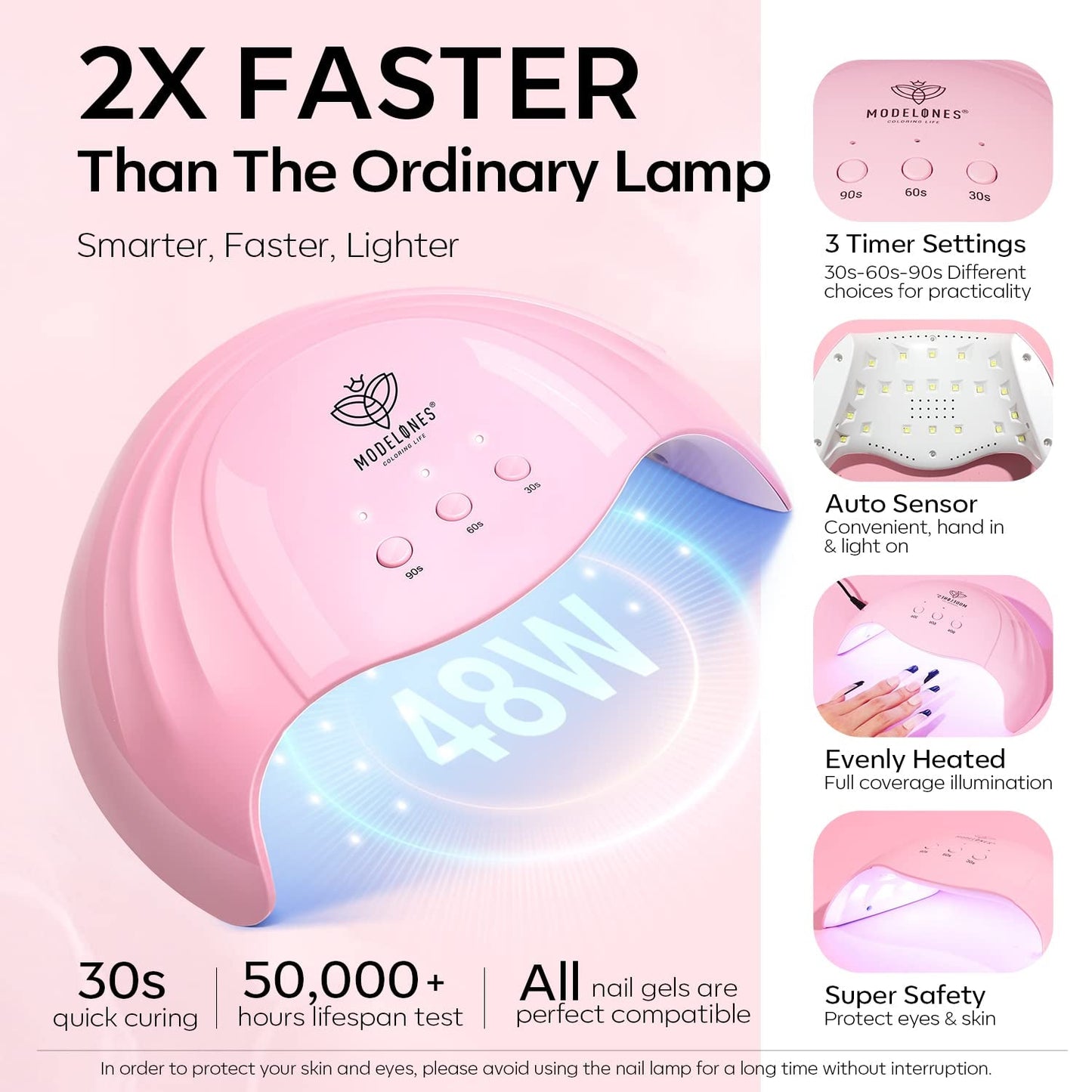 Modelones 35-częściowy zestaw żelowych lakierów do paznokci, zestaw lakierów UV do paznokci z lampą 48 W, zestaw lakierów żelowych w kolorze Nude Brown White Pink, zestaw lakierów żelowych UV do paznokci z warstwą wierzchnią Zestaw Studio paznokci