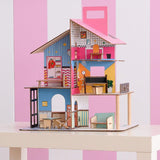 Olivia'S Little World 360 drewniany domek dla lalek dla dzieci 3,5 "lalek i 12 akcesoriów Multicolor TD-13260C domki dla lalek Naty Shop