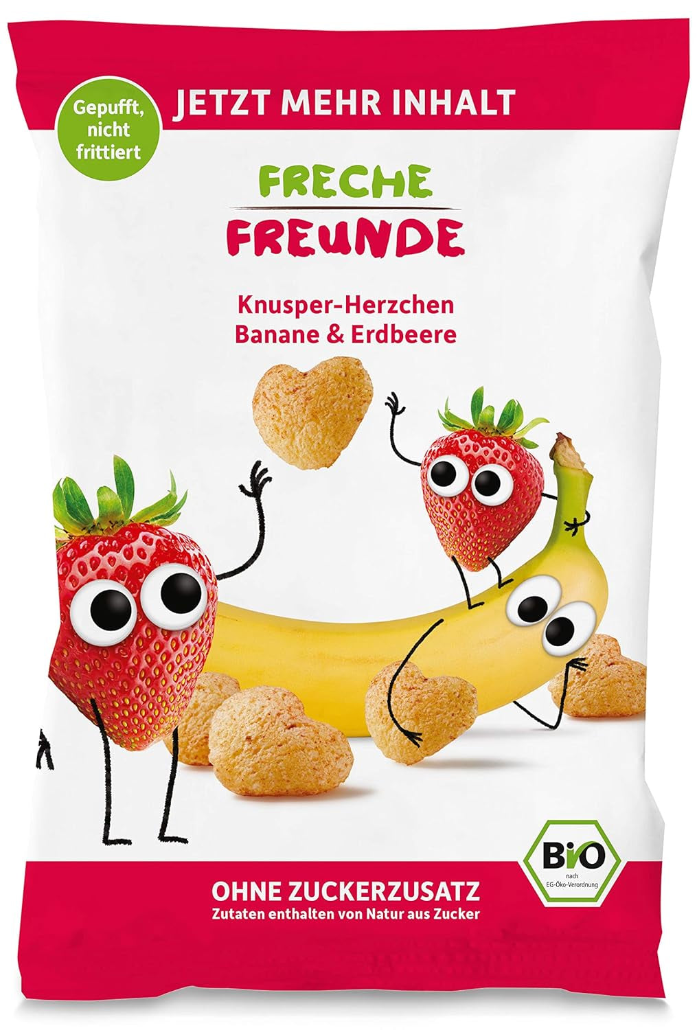 Organiczne chipsy owocowe 100% truskawkowe, liofilizowane chipsy truskawkowe, opakowanie 12 sztuk (12 x 12 g) i chrupiące serca Banan i truskawka Organiczna przekąska dla dzieci i niemowląt (9 x 30 g) 270 g