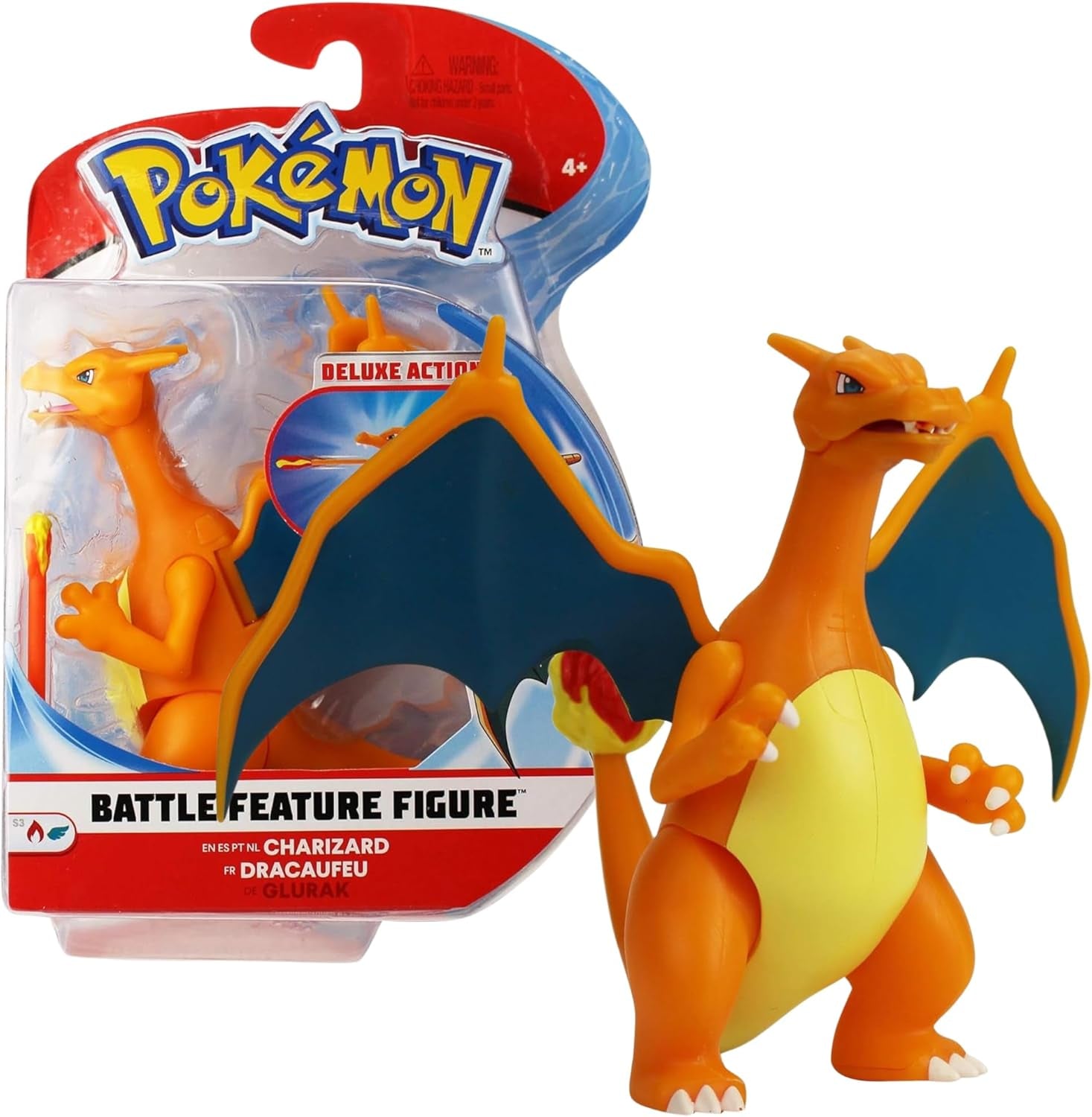 Pokémon PKW0368 - Figurka z funkcją bitwy - Glurak Oficjalna ruchoma figurka 11,5 cm Figurki Naty Shop Domyślny tytuł