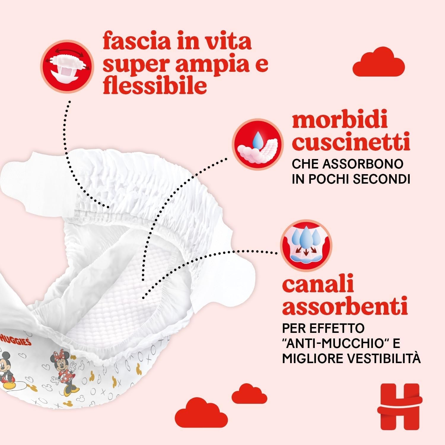 Pieluszki Huggies Ultra Comfort/Little Movers, rozmiar 3 (4-9 kg), wzór Disneya, chłonne, pełna ochrona, 126 sztuk