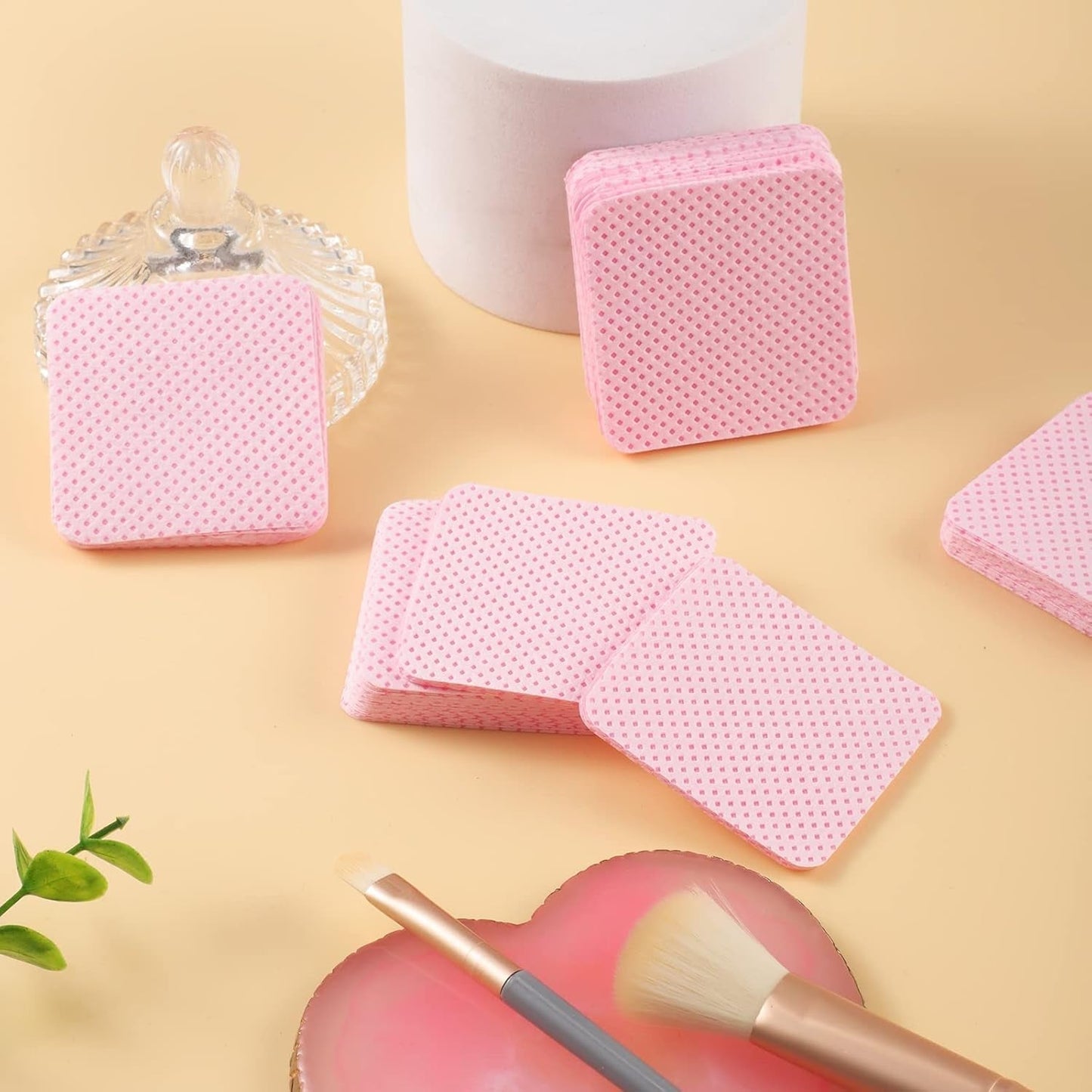 300 Stück Nagellackentferner Pads, Fusselfreie Nägel Wattepads Für Nägel Nagellackentferner Niestrzępiące się chusteczki do paznokci Cleaner Gelnägel - Rosa