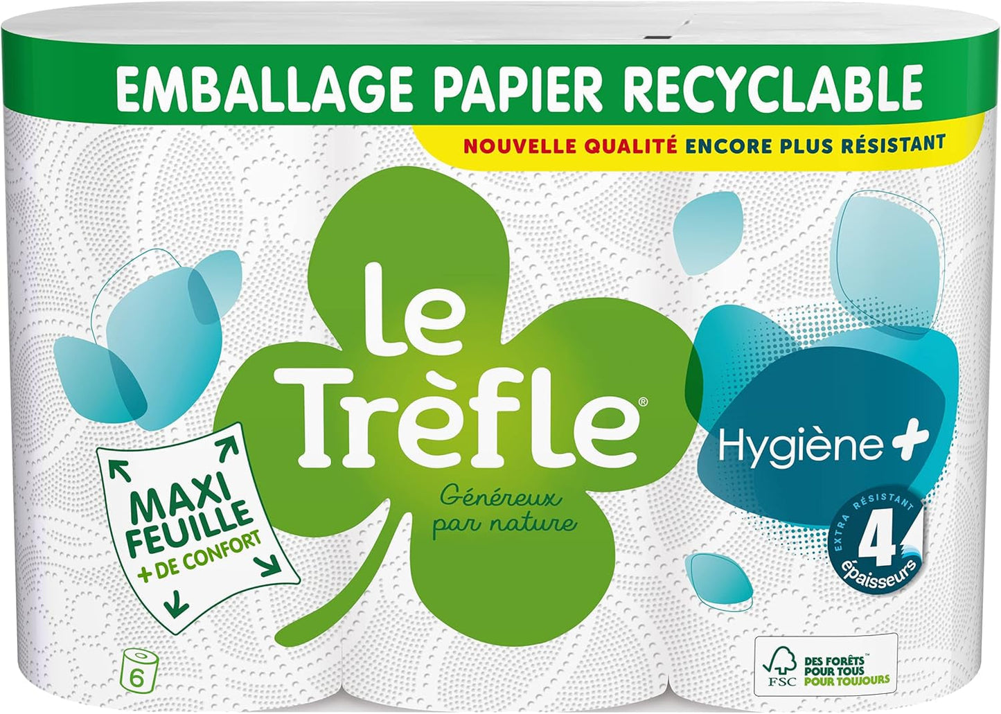 Le Trefoil Hygiene + Papier Toaletowy, 6 rolek, 4 moce (2 szt.)