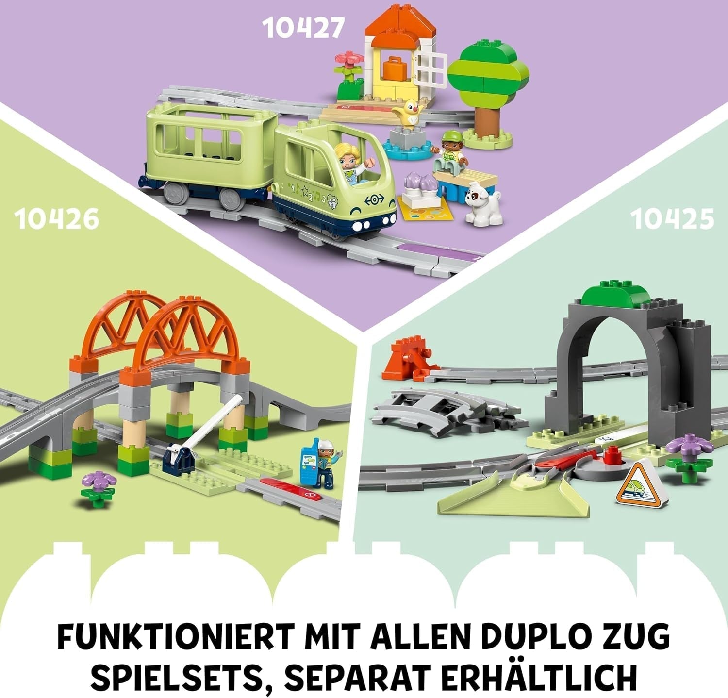 Interaktywny pociąg przygód LEGO DUPLO, zestaw ze światłami i dźwiękami do odgrywania ról, pozwala dwulatkom budować tory, edukacyjna zabawka dla przedszkolaków 10427 Zestawy do budowania Besuche den LEGO-Store