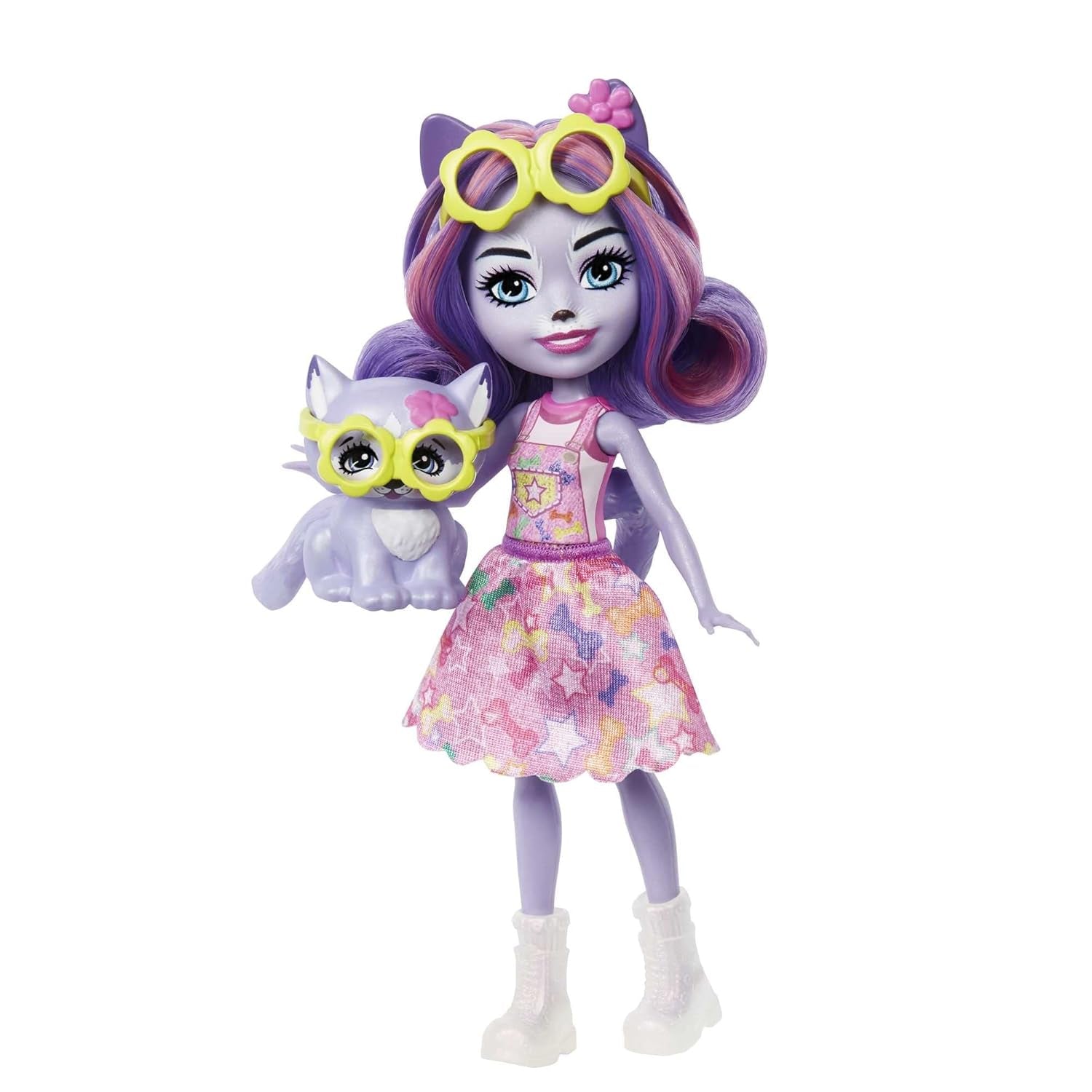 Enchantimals HHB90 - lalka Hadley Husky (około 15 cm) i figurka zwierzęcia z psim zaprzęgiem, mała lalka z odpinaną spódnicą i akcesoriami, świetny prezent dla dzieci w wieku od 4 lat