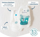 BIOLANE - Pieluszki krótkie - Rozmiar 5 (12-18 kg) - Szczelność 12 godzin - Opakowanie na 1 miesiąc - 120 pieluszek - ekologiczne