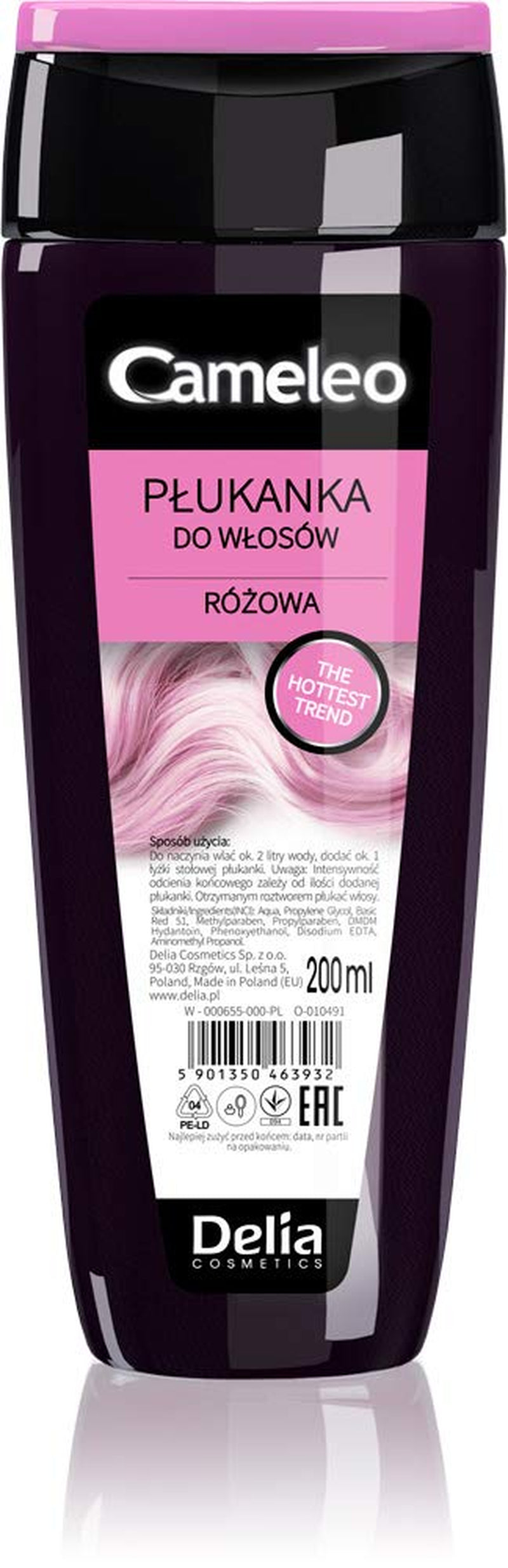 Cameleo - Różowy tonik do włosów z wodą różaną Bez żółtego odcienia Półtrwała koloryzacja włosów - Do włosów blond i siwych - Koloryzacja i pielęgnacja - Bez parabenów | 200 ml Naty Shop Różowa farba do włosów 200 ml (1 opakowanie)