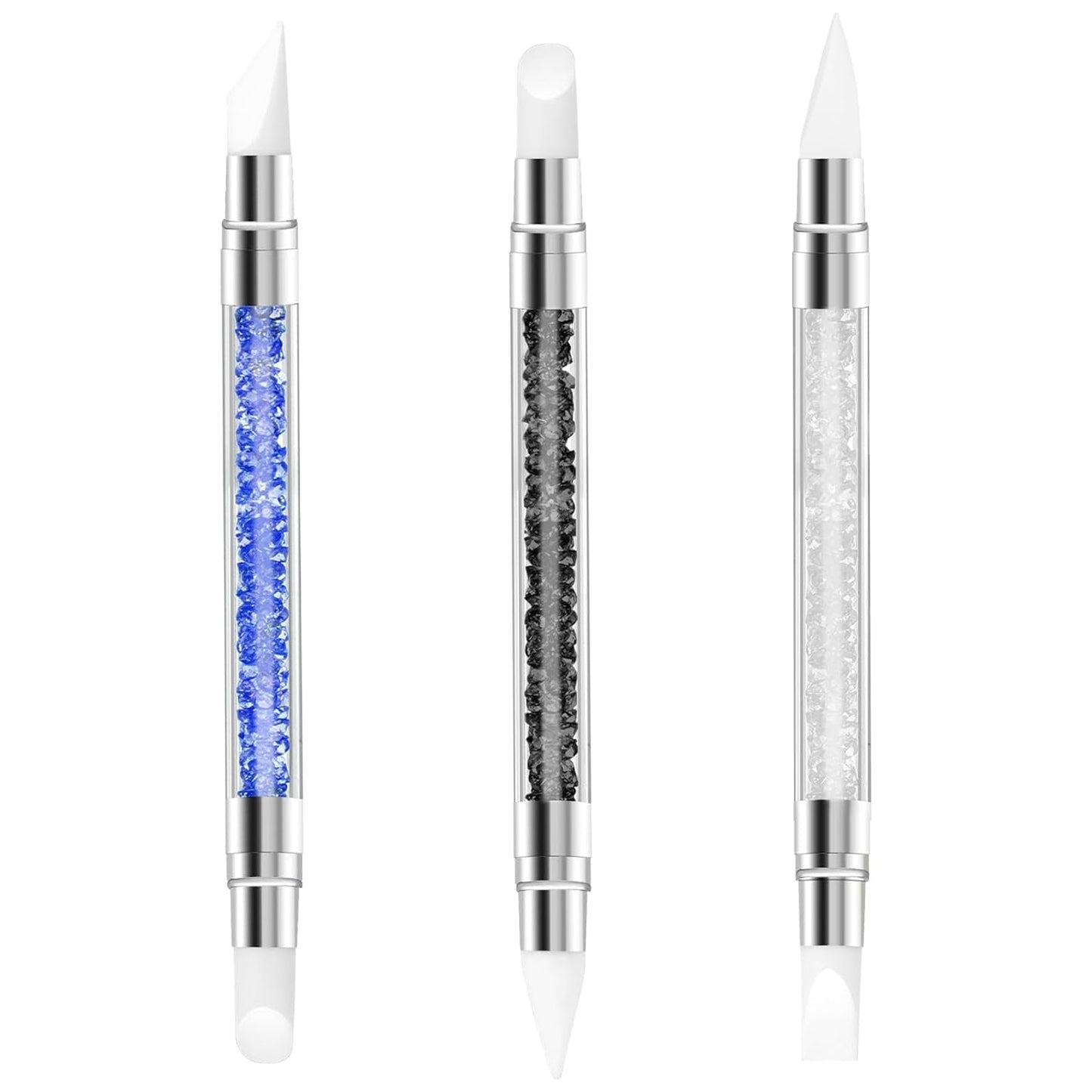 3 Stück Nagel Pinsel Silikon, Nagelkunst Skulptur Stift, Doppel Köpfe DIY Maniküre Werkzeug, Strassstein Picker, Gel Schnitzen Pinsel Für Design, Kształtowanie rysunku Carving Nagelfolie