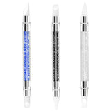 3 Stück Nagel Pinsel Silikon, Nagelkunst Skulptur Stift, Doppel Köpfe DIY Maniküre Werkzeug, Strassstein Picker, Gel Schnitzen Pinsel Für Design, Kształtowanie rysunku Carving Nagelfolie