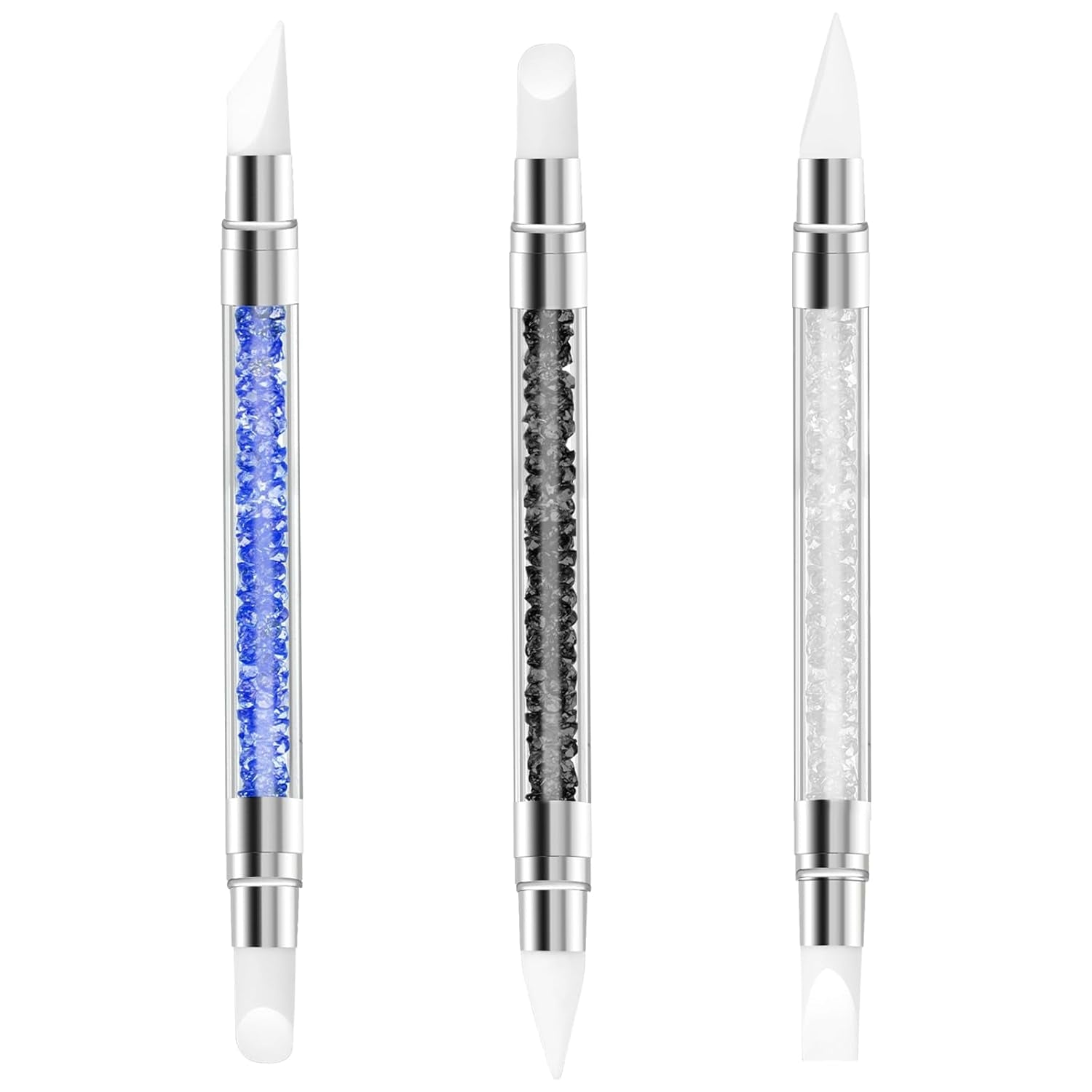 3 Stück Nagel Pinsel Silikon, Nagelkunst Skulptur Stift, Doppel Köpfe DIY Maniküre Werkzeug, Strassstein Picker, Gel Schnitzen Pinsel Für Design, Kształtowanie rysunku Carving Nagelfolie