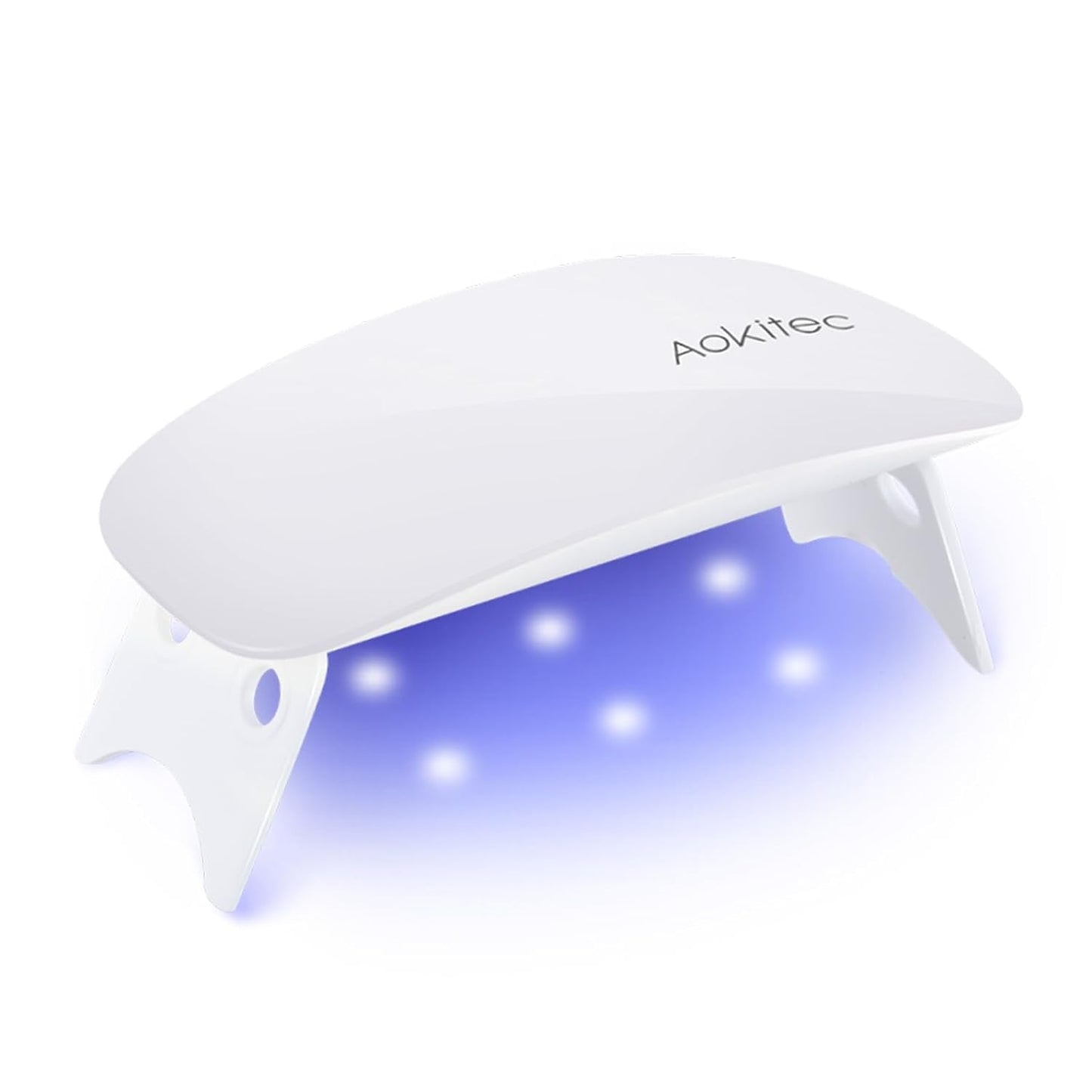 Lampa UV Aokitec Mini LED, lampa UV do żelu do paznokci, przenośna suszarka do paznokci do wszystkich rodzajów żelowych lakierów do paznokci, narzędzie do utwardzania w kształcie myszy, kompaktowe, lekkie z kablem USB (białe)