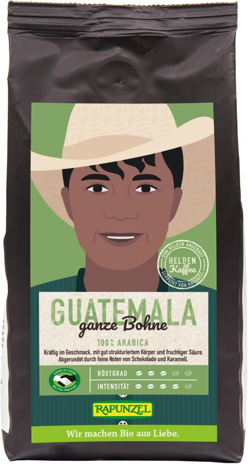 Kawa organiczna Rapunzel Hero Guatemala, całe ziarna HIH (6 x 250g)