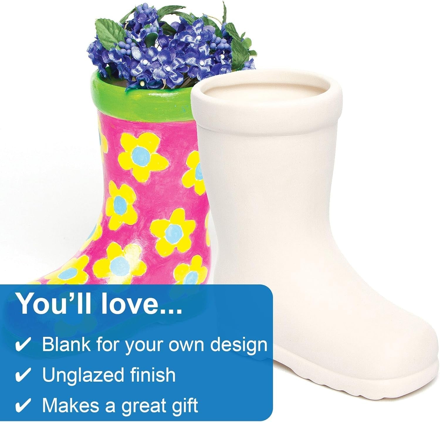 Ceramiczne garnki Baker Ross „Wellies” dla dzieci (2 szt.)