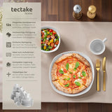 tectake® Zestaw naczyń obiadowych na 12 osób, 100-częściowy zestaw naczyń porcelanowych, w tym 12 talerzy, 12 talerzy deserowych, 12 talerzy obiadowych, 12 filiżanek, 12 misek na płatki zbożowe, salaterka, dzbanek na mleko, cukiernica
