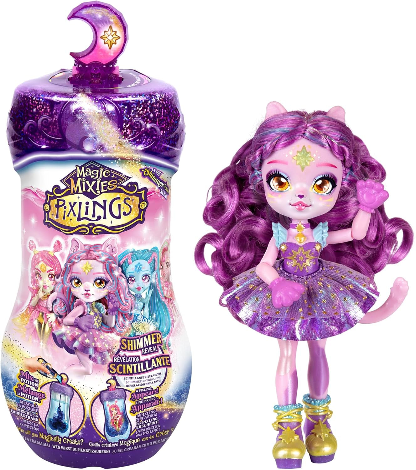 Magiczne lalki Pixlings, 4 różne lalki - 2 nowości - 15 cm modna lalka - magiczne mikstury - tajemnicza mikstura (MG101000)