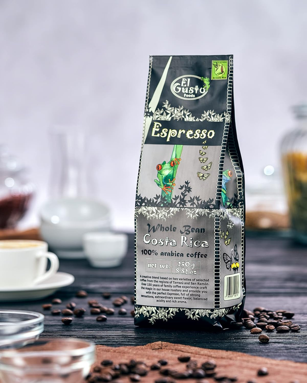 El Gusto Espresso Kaffee aus ganzen Bohnen z Kostaryki, dunkel geröstet, kreatywny Mischung, 100% Arabica, frischer Gourmet-Kaffee 3er Pack