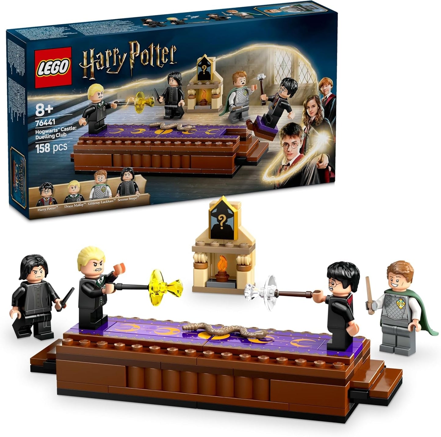 LEGO Harry Potter Zamek Hogwart: zestaw do budowania Klubu Pojedynków z 4 minifigurkami w zestawie. Zestaw Draco Malfoy, Gilderoy Lockhart i Severus Snape Z funkcją Dla chłopców i dziewcząt w wieku od 8 lat 76441 Zestawy do budowania Besuche den LEGO-Store Domyślny tytuł