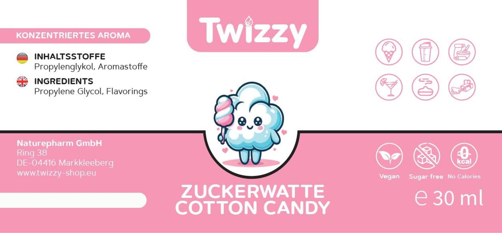 Twizzy Skoncentrowany aromat waty cukrowej, 30 ml Aromas Naty Shop
