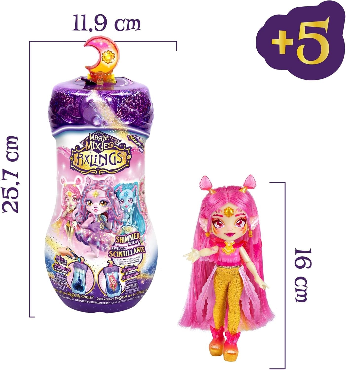 Magiczne lalki Pixlings, 4 różne lalki - 2 nowości - 15 cm modna lalka - magiczne mikstury - tajemnicza mikstura (MG101000)