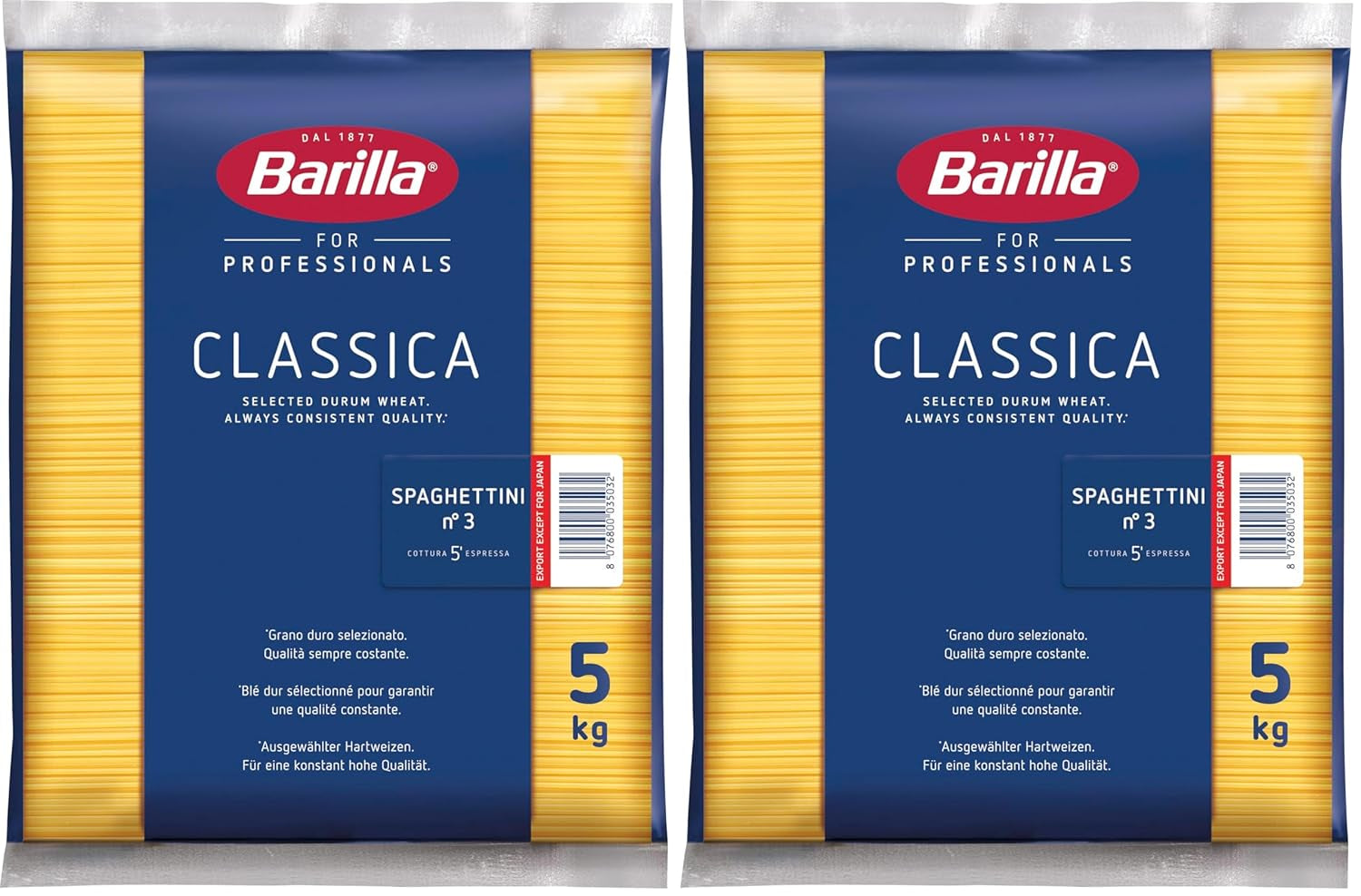 Barilla Pasta Klassische Spaghetti n.5 aus wysokiej jakości Hartweizen immer al dente, (1 x 500 g), bez smaku
