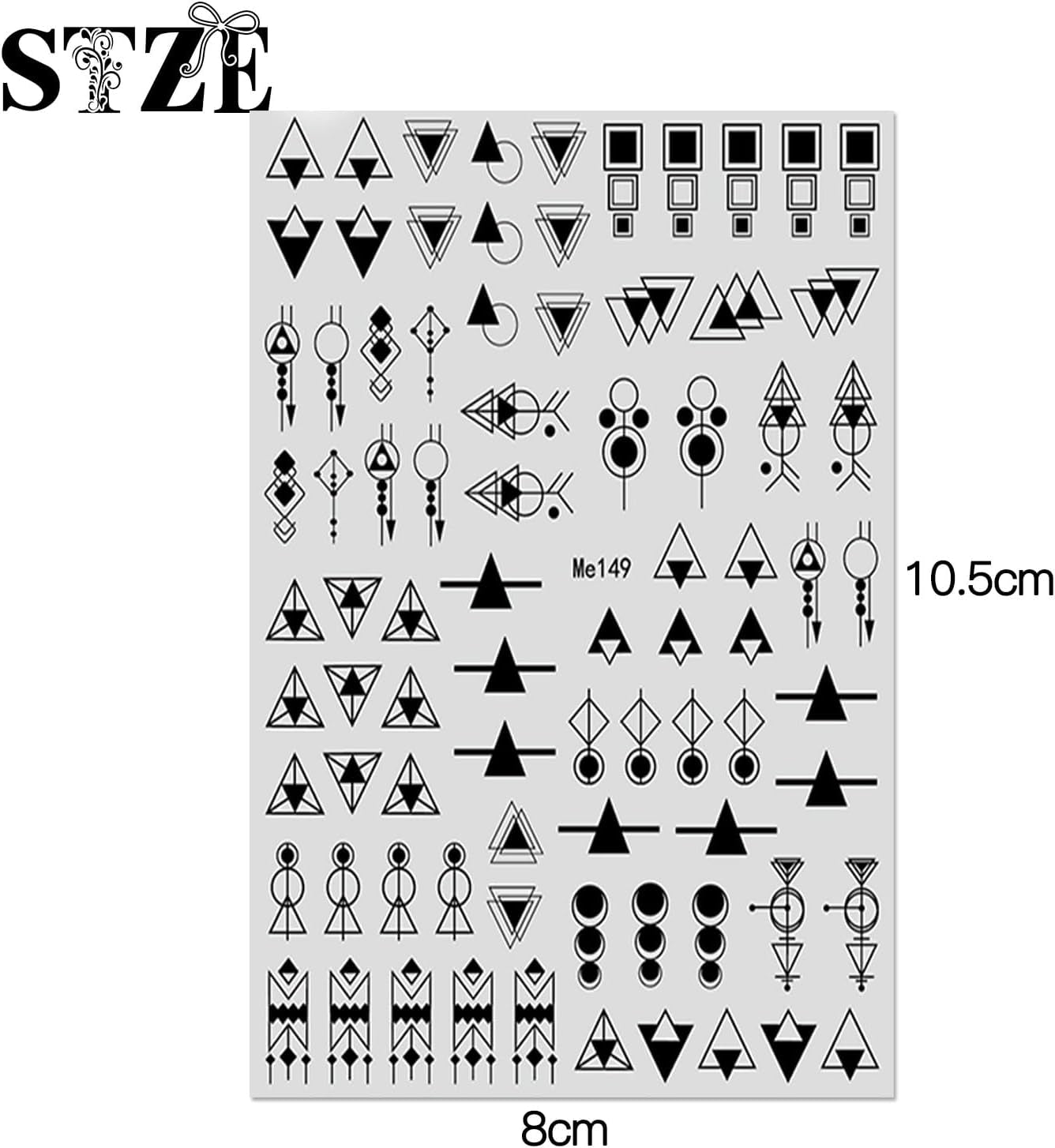 12 Blatt Nagelsticker Geometrysch Nagelaufkleber Selbstklebend Schwarz-Weißes Mysteriöses Dreieck Nail Art Naklejka Dekoracja Nageldesign Zubehör