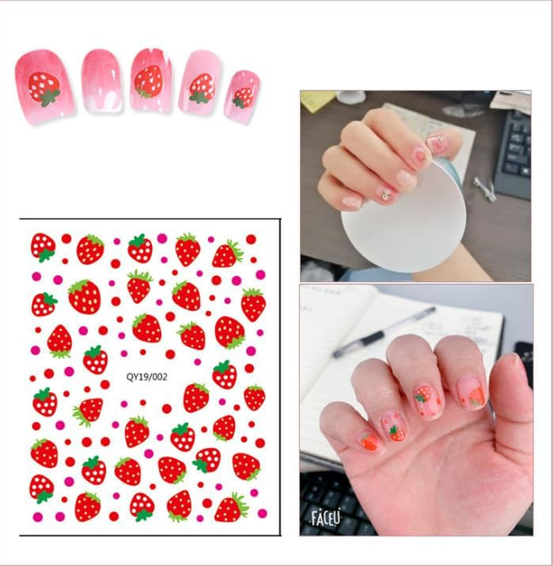 JMEOWIO Süße Nagelsticker Für Kinder 14 Blatt Nail Art Naklejka Selbstklebend Nagelaufkleber Regenbogen Blumen Frucht Dekoration Nageldesign Zubehör