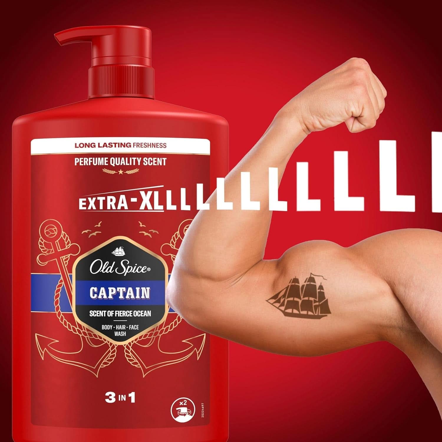 Old Spice Captain Żel pod prysznic i szampon 3 w 1 dla mężczyzn, 1 litr pod prysznic i do kąpieli Naty Shop