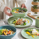 vancasso SESAM Serie Steingut Geschirrset für 12 Personen, 48 teiliges Kombiservice – Tafelservice mit Speisetellern, Desserttellern, Müslischalen und Kaffeetassen, skandynawski design