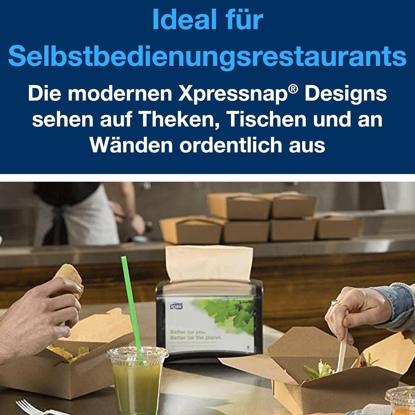 Tork Xpressnap Extra Soft Nature N4 serwetka dyspenserowa, Premium, 1/2 x 2 warstwy, 21,3 cm x 16,5 cm, 8 × 1000 serwetek, 12880