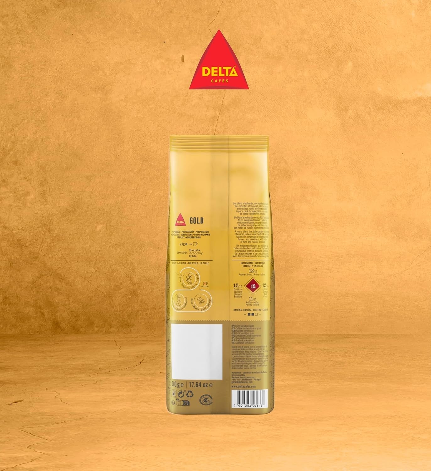 Partia kawy ziarnistej Delta, opakowanie złote, 500 g