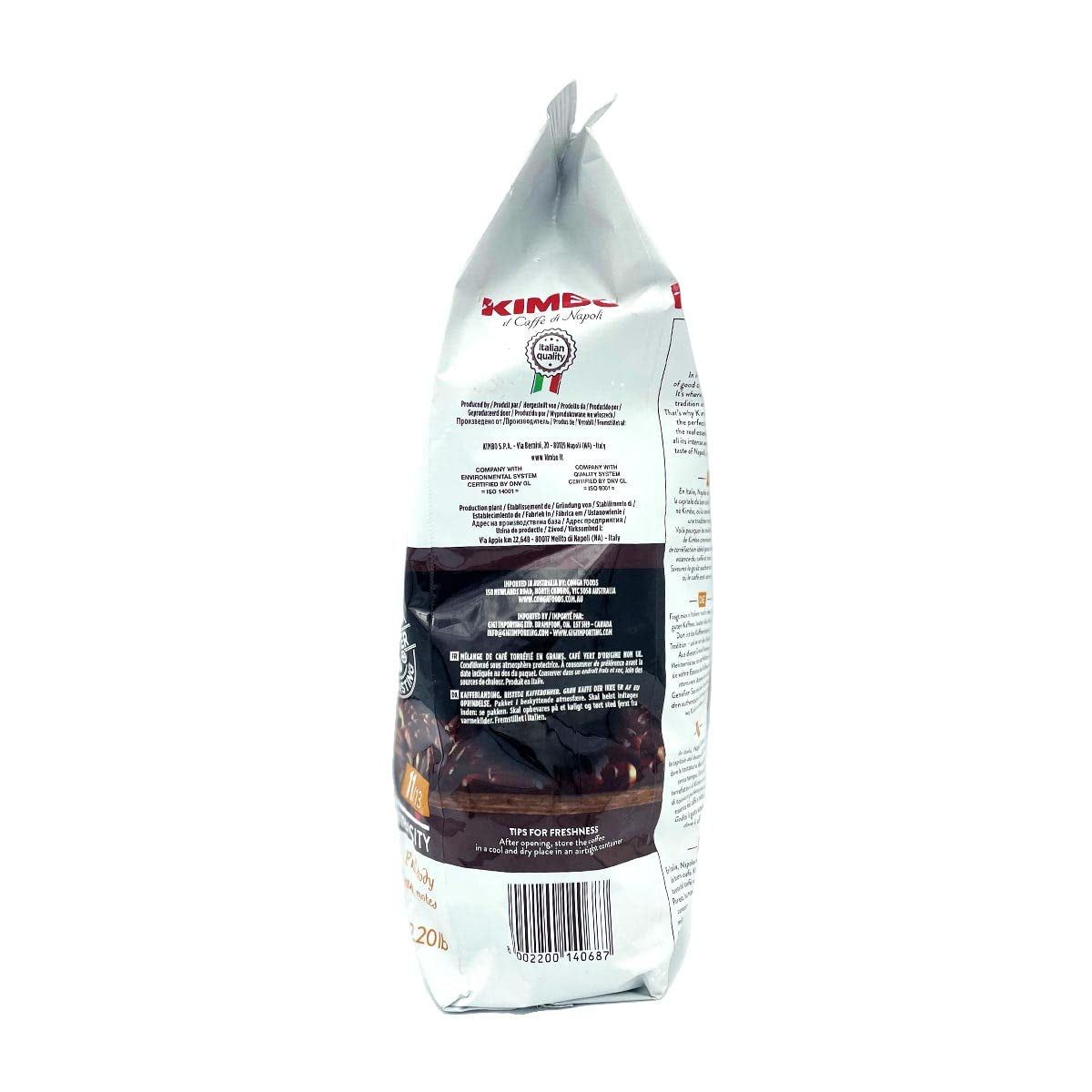 3x Kawa ziarnista Espresso Intensywna śmietanka, Średnio ciemne palenie, Całe ziarna kawy, Torba 1 kg, Kawa z Neapolu