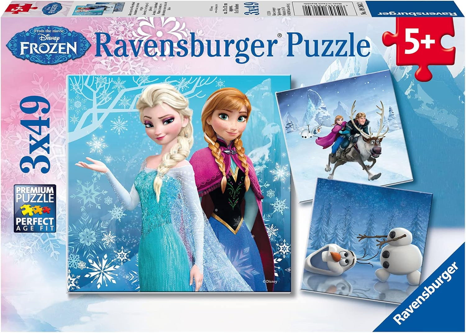 Ravensburger Children's Puzzle - 09264 Adventures in Winterland - układanka dla dzieci od 5 roku życia, układanka Disney Kraina Lodu z elementami 3X49 Puzzle Naty Shop Domyślny tytuł