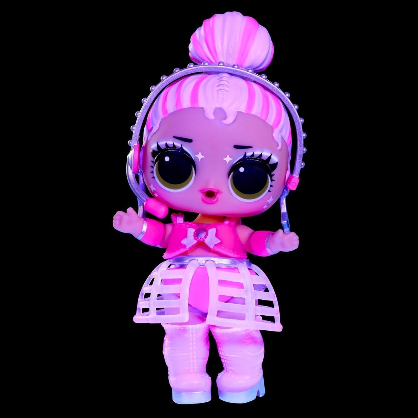 L.O.L. Niespodzianka! Neon Pop Stars Tots - 1 lalka z czarną magią światła-niespodzianką, folia na ślepo, 7 lalek kolekcjonerskich, każda z neonowymi naklejkami i akcesoriami, prezent dla dzieci 4+ Lalki Naty Shop