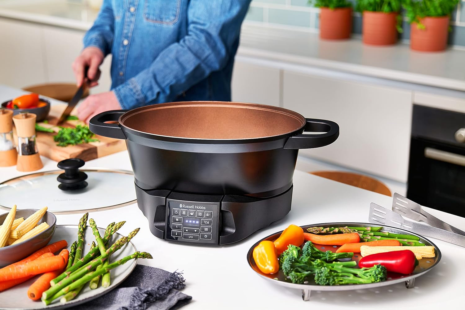 Multicooker Russell Hobbs 6,5L, wyświetlacz cyfrowy, 8 funkcji gotowania Wolnowar Naty Shop