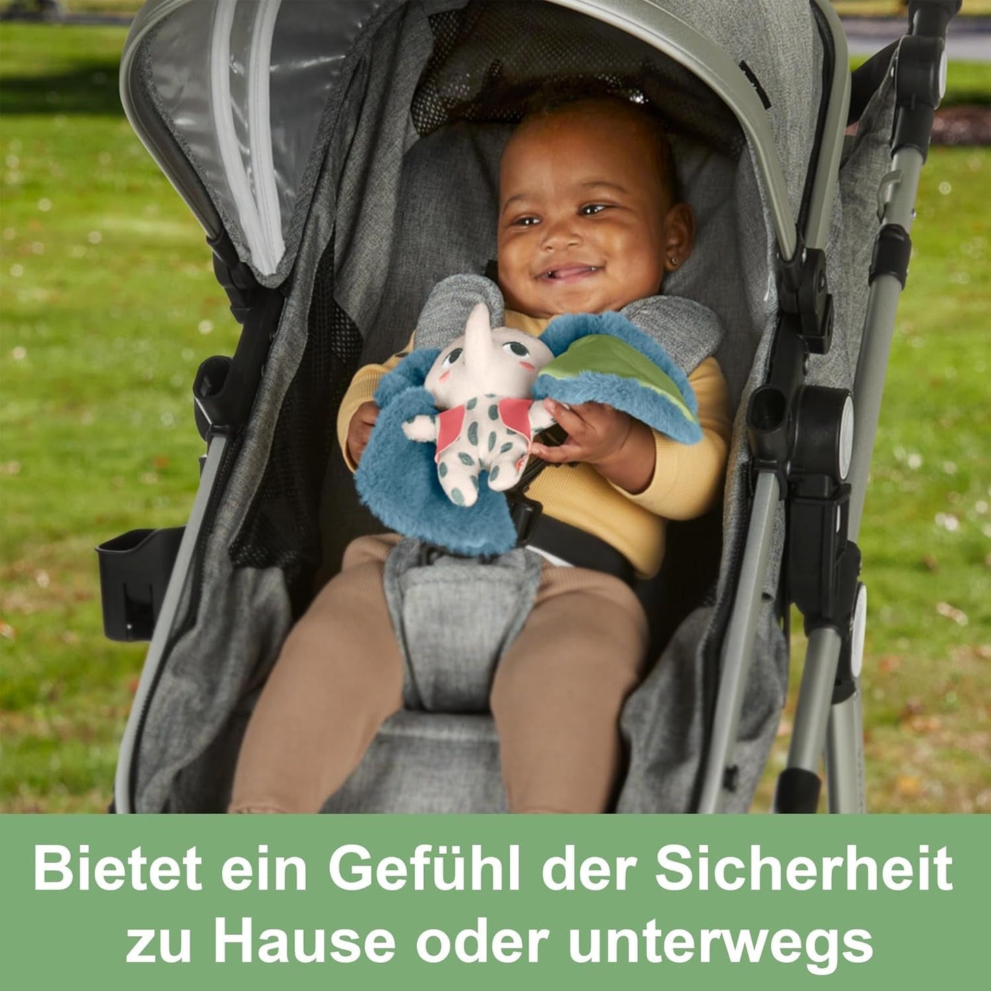 Fisher-Price Giant Ear Elephant - Urocza miękka pluszowa zabawka z bardzo dużymi uszami, wykonana w 90% z plastiku pochodzącego z recyklingu i z opakowania z certyfikatem FSC, dla dzieci od 3 miesiąca życia, HKD63 Bebe Toys Naty Shop