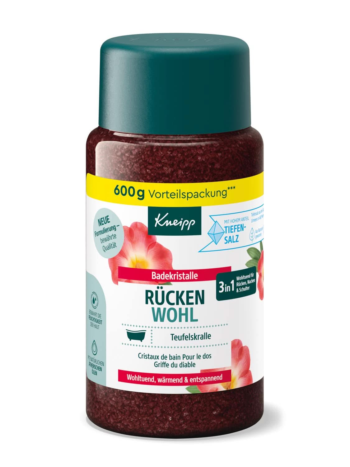 Kneipp Sól do kąpieli z ekstraktem z diabelskiego pazura - Naturalna sól Luisenhall oraz olejki eteryczne z lawendy i kajeputu na szyję i ramiona - 600G Prysznic i kąpiel Naty Shop