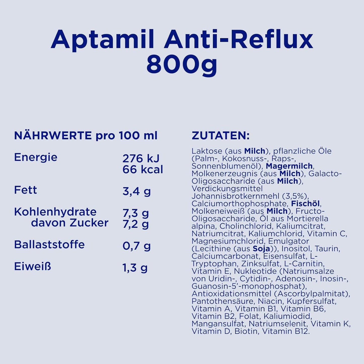 Aptamil Anti-Reflux - Kompletna formuła od urodzenia Zarządzanie dietą Wymioty i zarzucanie pokarmu Pokarm dla niemowląt Mleko w proszku 1 x 800g
