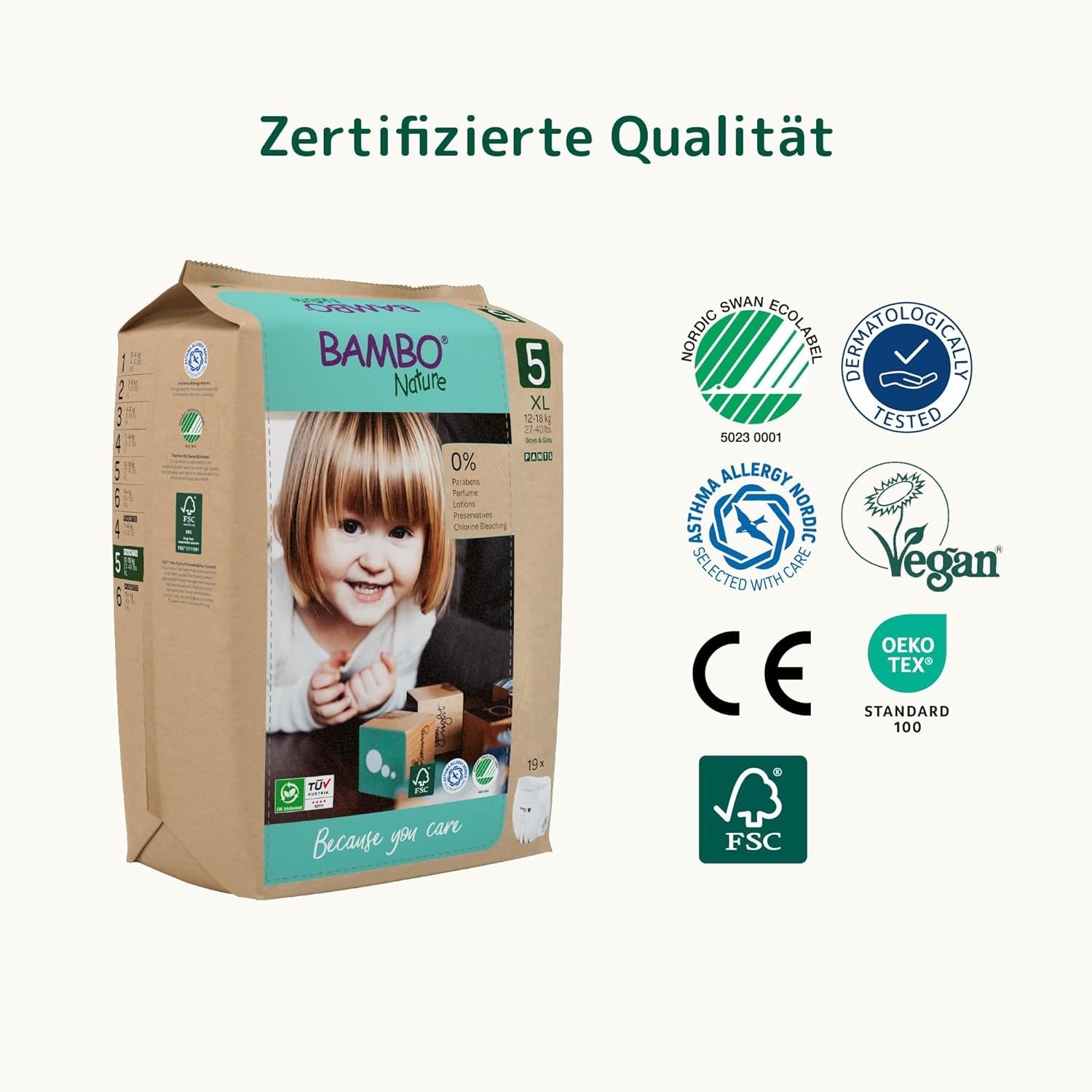 Pieluszki Bambo Nature, rozmiar 5 (11-17 kg) - opakowanie miesięczne 95 | Pieluchy z ulepszoną ochroną przed wyciekami | Najwyższy komfort i swoboda dla aktywnych dzieci | Pieluszki testowane dermatologicznie