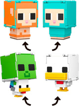Zestaw 2 zestawów Mattel Minecraft Flippin' Figs, owiec i kurczaków, z figurkami 2 w 1, dużymi głowami i pikselami. Figurki HXK17 Naty Shop