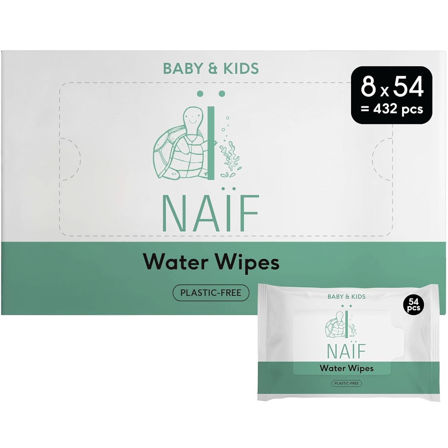 Naïf Plastikfreie Feuchttücher 432 Stück (8Er X 54 Feuchttücher) - Pflege Für Babypo, Körper Und Gesicht - 99% Aus Wasser - 0% Parfüm Und Alkohol - Nachhaltige Feuchttücherbox Eukalyptus Sensitiv Naty Shop 54 Stück (8Er Pack) Woda