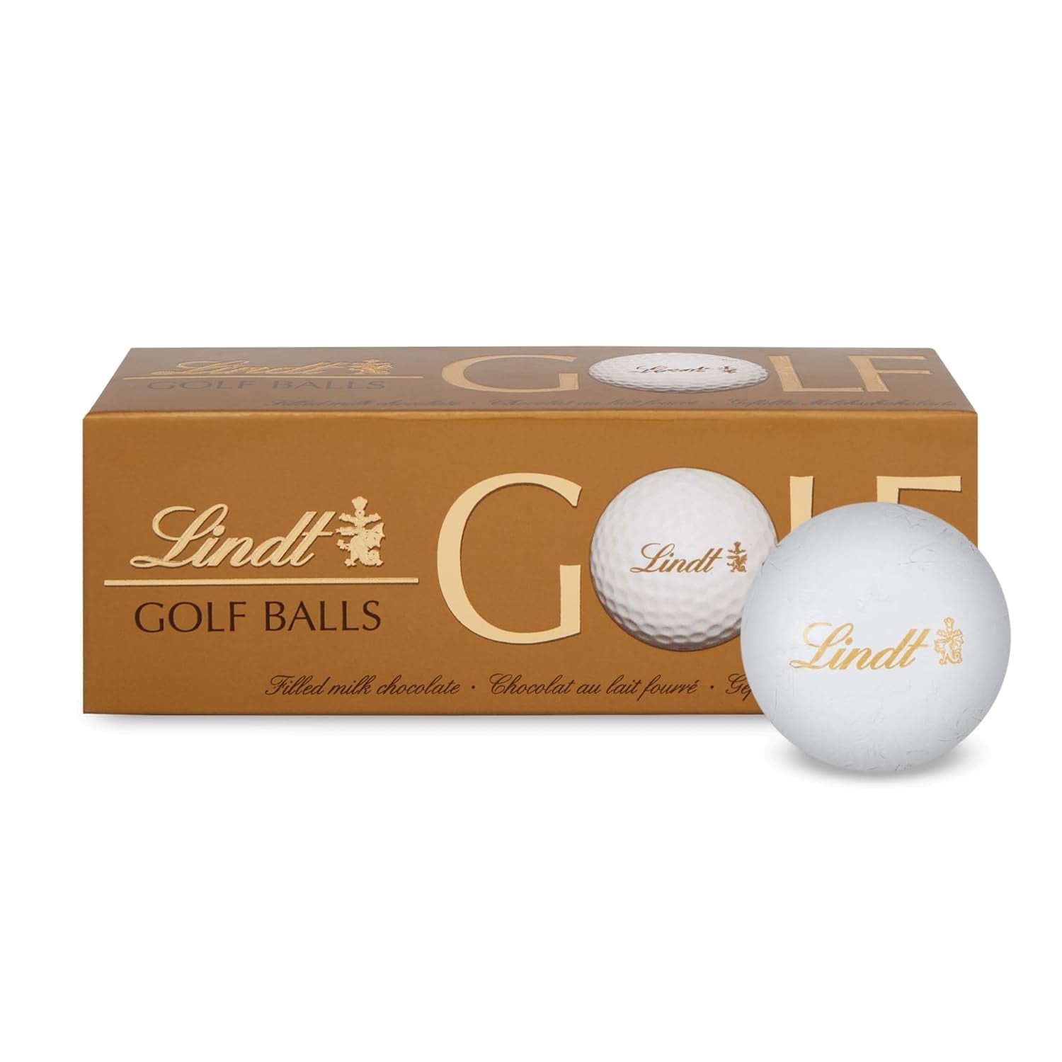 Lindt Schokolade - Piłki golfowe | 110 G| Drei Golfbälle Aus Lindt Vollmilch-Schokolade Mit Nougatcremefüllung Und Waffelstückchen | Pralinengeschenk | Prezent dla golfisty | Sklep Schokoladengeschenk Naty
