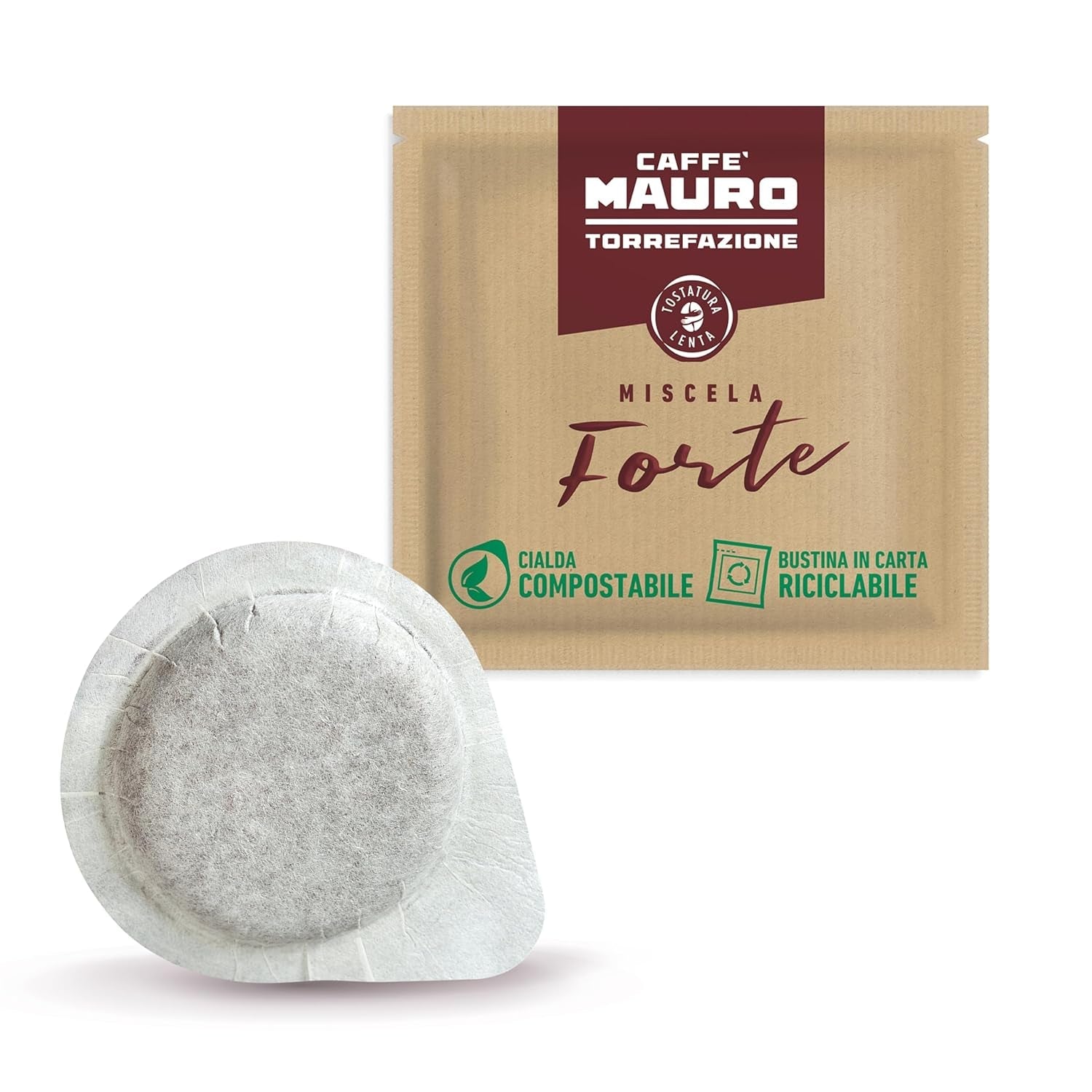 Caffè Mauro Torrefazione Kaffee Kompostierbare Pods, Recyclebare Verpackung, Original Mischung - 100 stück - Intensität 10/10 - Kompatybilny z podkładkami papierowymi ESE System 44 mm